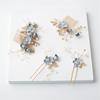 New Arrival Luxury Blue Flower Hair Combs Headdress Prom Bridal Wedding Hair Pin Gold Color Leaves Hair Jewelry Hair Accessories