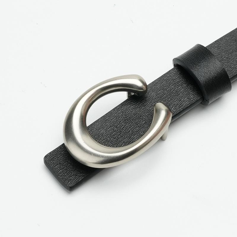 

Women s Belt Women s Convenient Board Buckle Smooth Alloy Leather Punch with Cowhide Belt