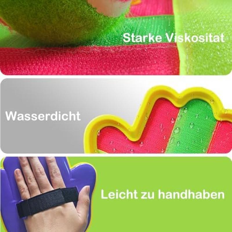 Kinder Outdoor Wurfspiel Set mit 2 Klettbällen & 2 Schlägern, Strand Garten Spielzeug für Kinder Alter 3-6 Jahre, Eltern-Kind Outdoor Spiele