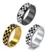 New Square Plaid Rotating Men's Fashion Rotating Ring