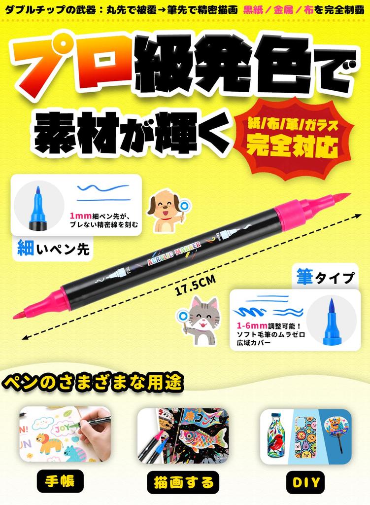 Acrylmarker 30 mit dicker und feiner Spitze zum Schreiben und Perfekt für Kunst und Set, Farben, Wasserbasiert, Ungiftig, Wasserdicht, Schnelltrocknend,