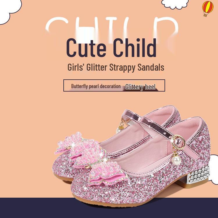 Mädchen Kristall Schmetterling Prinzessin Schuhe - Weiche Sohle Pailletten Ballerinas für Große Kinder