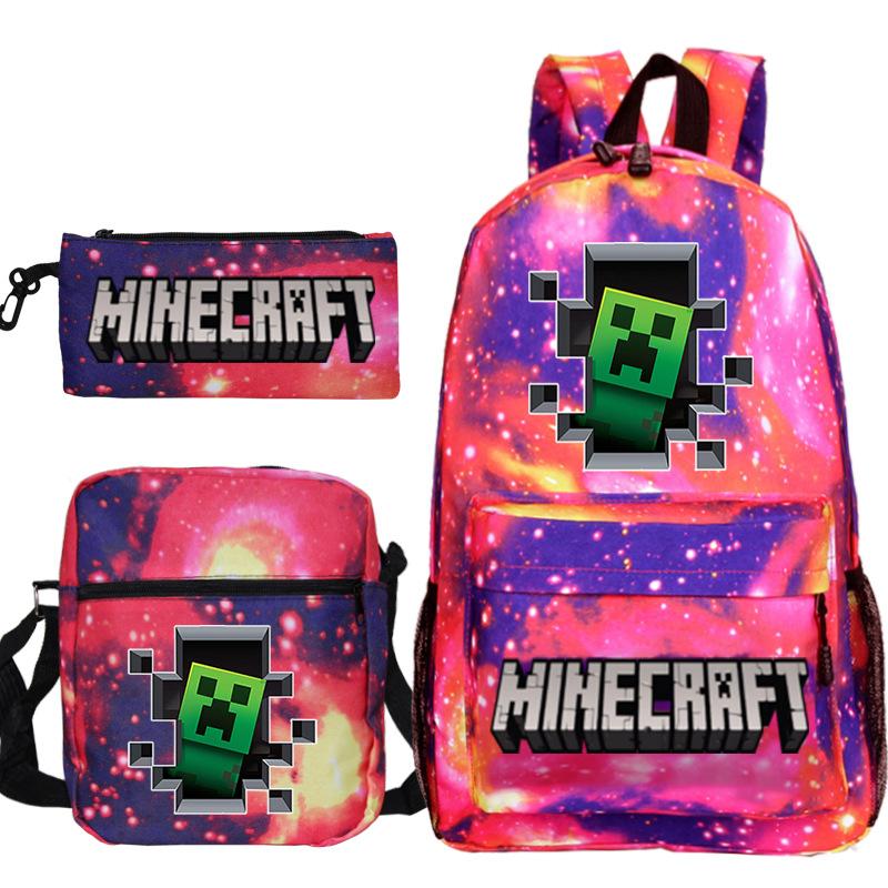 Game Minecraft Printed Children'S School Bag Oblique Span Bag Stationery Pencil Bag Student Backpack Set