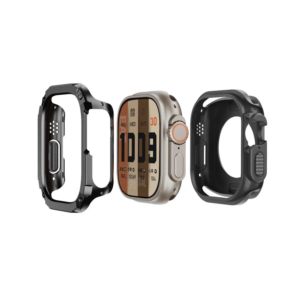 Band+Case for Apple Watch Ultra 2 49mm 44 45 46mm Sport Silicone Strap TPU+PC Cover iWatch Series10/8/7/SE/6/5 Protector Bumper