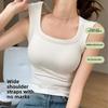 Wide Shoulder Strap Women's Vest with Chest Pad Summer All-match I-shaped Vest Slim Fit Base Top O