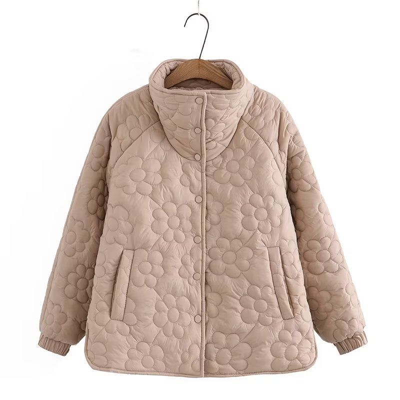 Large Size Lightweight Cotton-padded Jacket Women's Autumn and Winter Fat Mm Loose and Thin Warm Cotton-padded Jacket