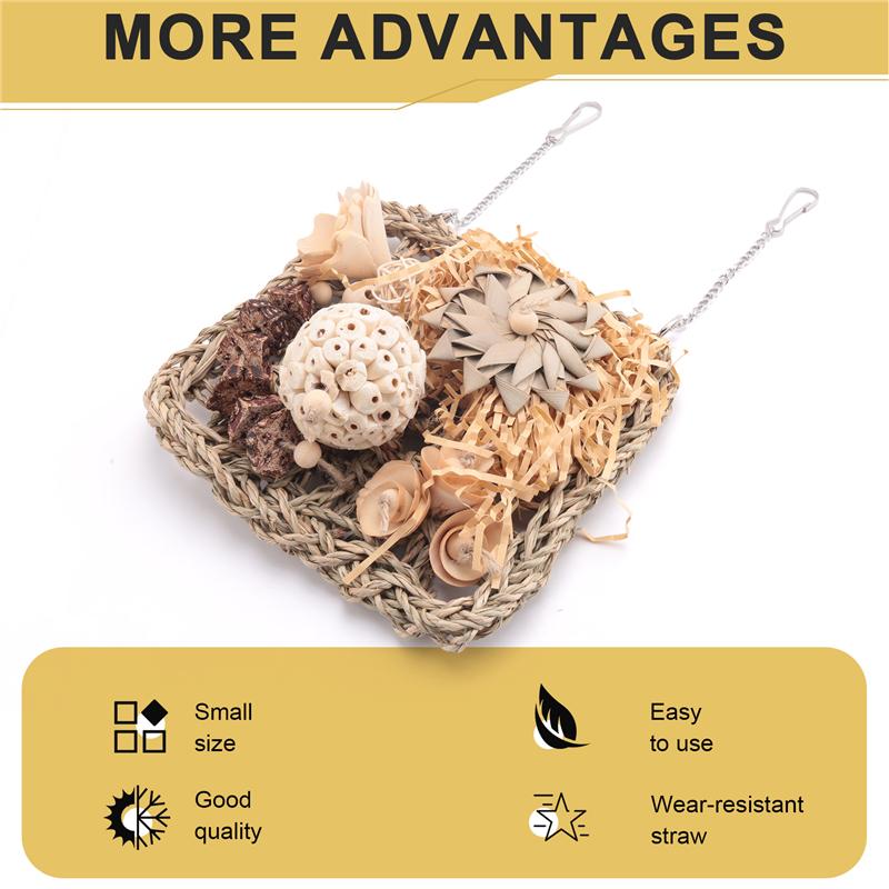 -AA95 Bird Toys, Parakeet Toys Bird Foraging Toys Grass Mat Climbing Wall For Parakeet,Parrot,Cockatiel,Conure,Lovebird Photo Color