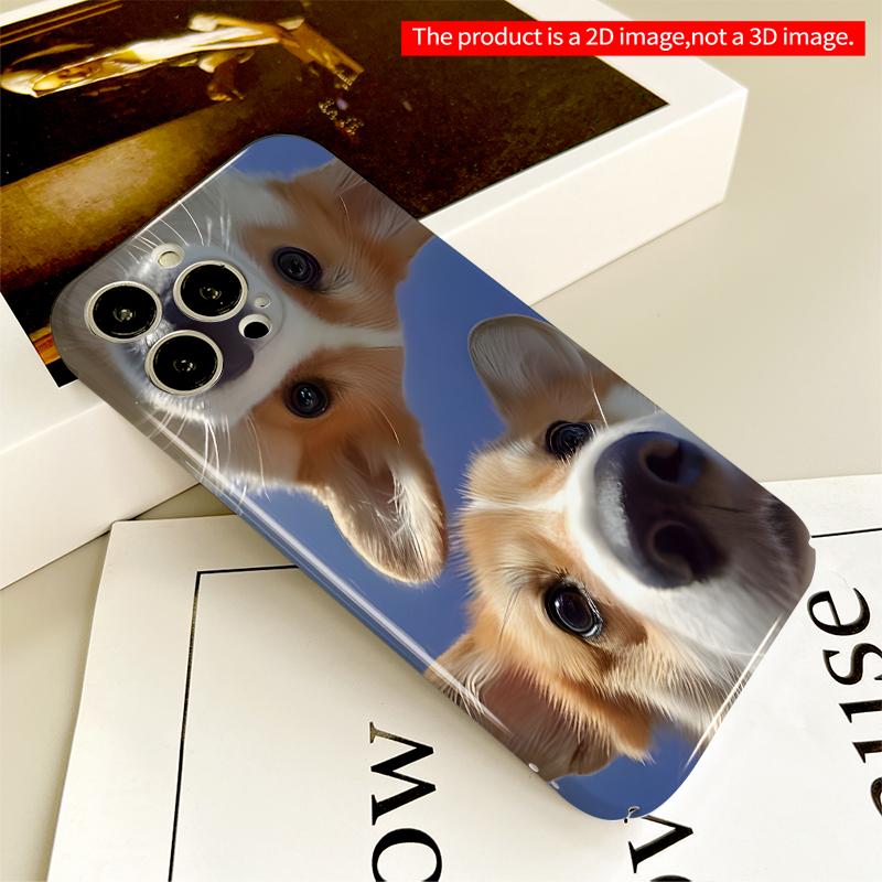 2DFlat Corgi Duo Selfie Blue Sky All Inclusive Film Hard iPhone Case, Compatible with iPhone 18 Pro Max 17 16 15 14 13 12 11