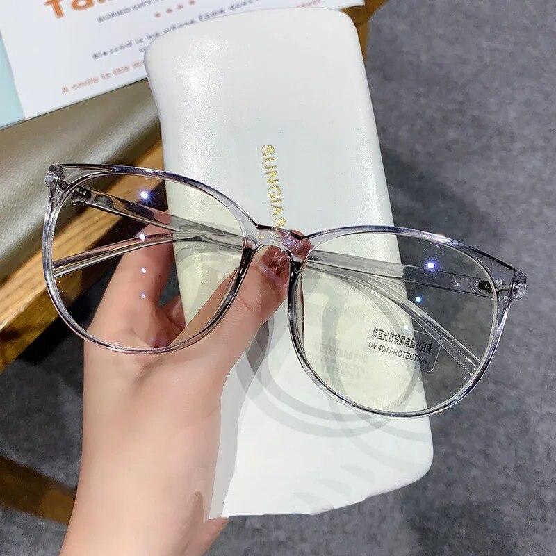 Women's Blue Light Blocking Short-sighted Glasses Fashion Round Frame Myopia Glasses Optical Prescription Minus Diopter Glasses