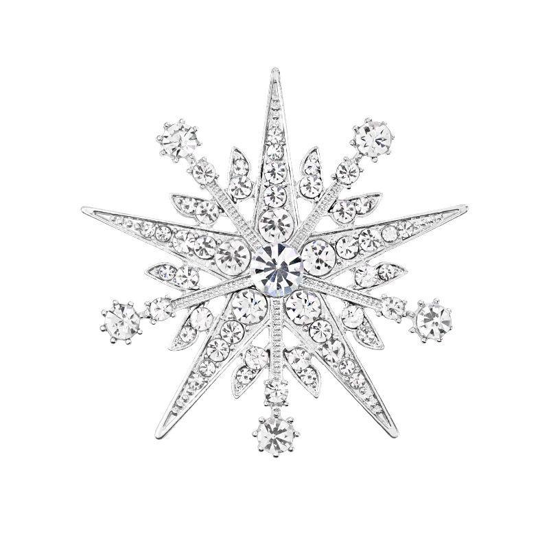 Elegant Rhinestone Eight-Pointed Star Brooch - Unisex Fashion Accessory