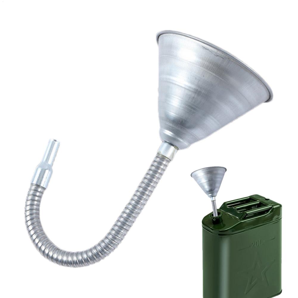 1pcs Iron Refueling Funnel with Filter Screen Flexible Widely Mouth Spillproof for Engine Oil Liquid Fluids Gasoline Motorcycles