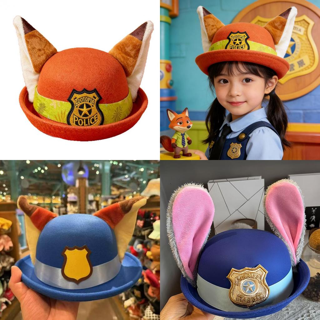 Zootopia Judy Hopps Nick Wilde Tier Cosplay Hut mit kurzem Schirm für Kinder