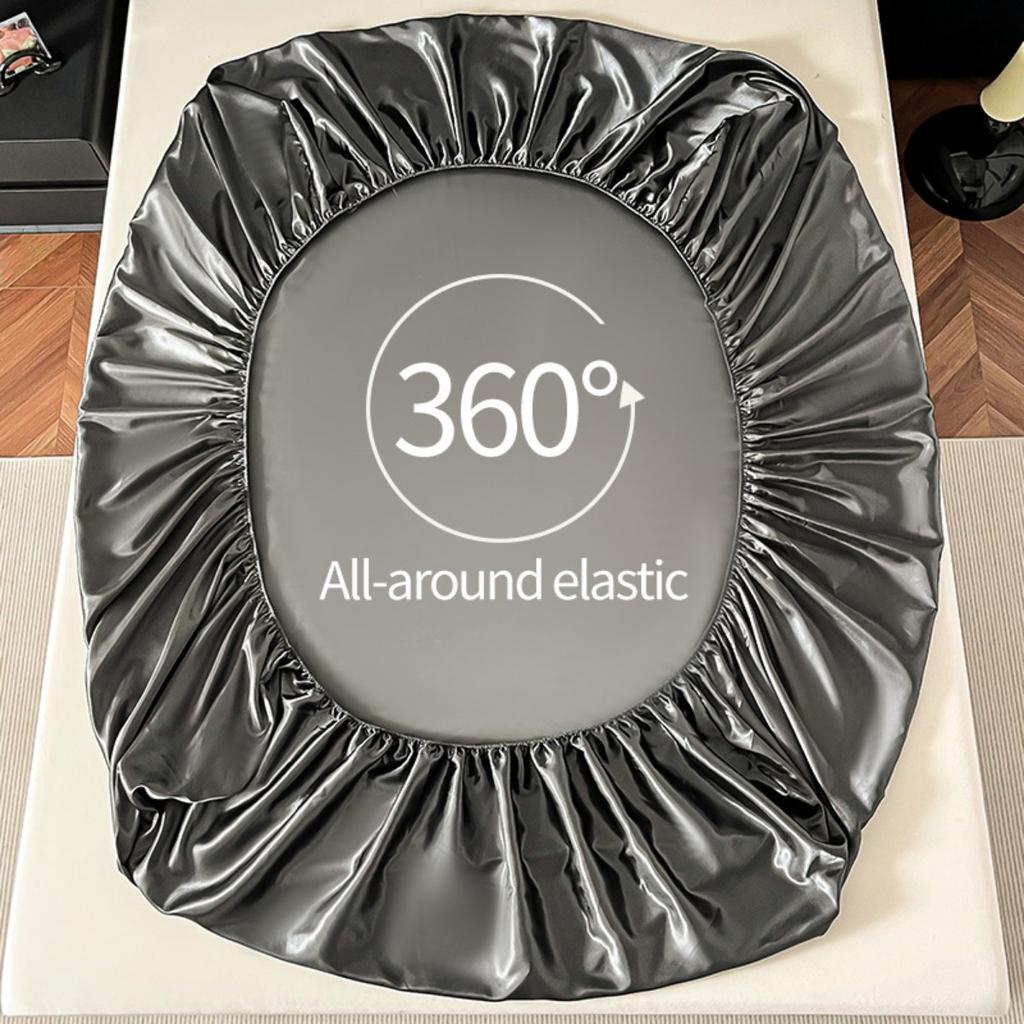 Ice Silk Color Ding Bed Sheet Solid Color Cool Silk Mattress Protective Cover Anti Slip Bed Cover Dust Cover