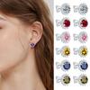 1 Pair Stud Earrings Sunflower Shape Cubic Zirconia Inlaid Ear Studs Women Geometric Earrings
