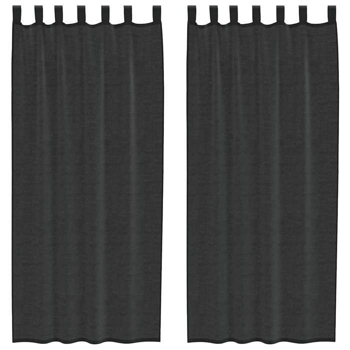 VidaXL Rideaux en voile avec passants 2 pcs noir, rideau en filet, rideau transparent, voile de fenêtre, traitement de 4102258