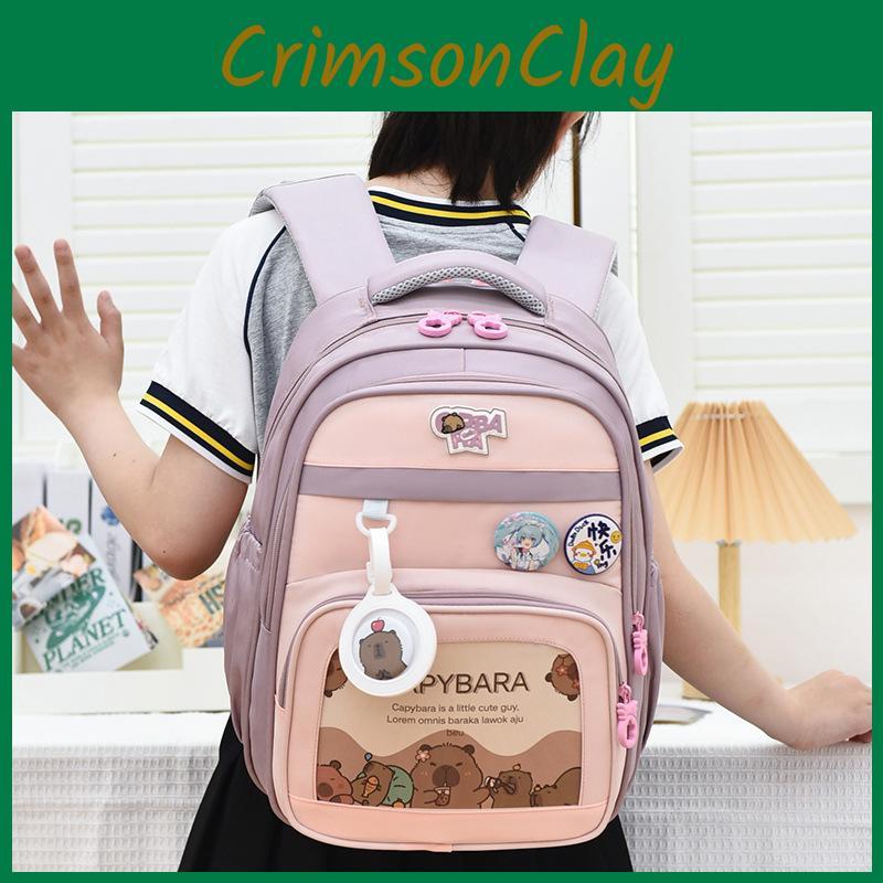 Capybara Cute Cartoon Pattern Children Large Capacity Backpack For School Use