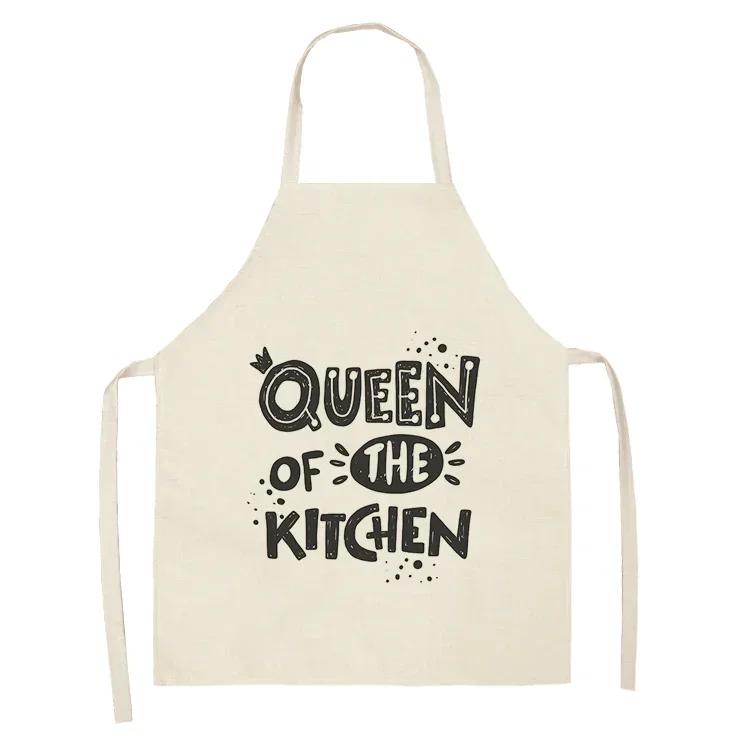 Letter Alphabet Kitchen Aprons for Women Cotton Linen Bibs Household Cleaning Pinafore Home Cooking Apron Delantal