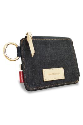 Okayama Denim Coin Large Mini Card Coin Case Wallet, Men's, Women's, L-shaped Zipper, Thin, Box-shaped Purse, Capacity, Wallet,