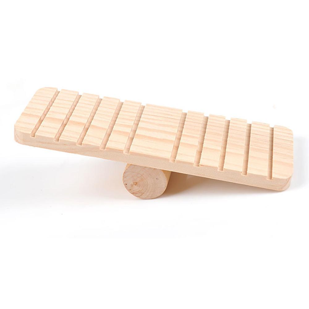 Wooden Hamster Toy Natural Seesaw Shape Healthy And Durable Fun Small Pet Animal Thrills Fun And Natural Hamster Wooden Toy Seesaw For