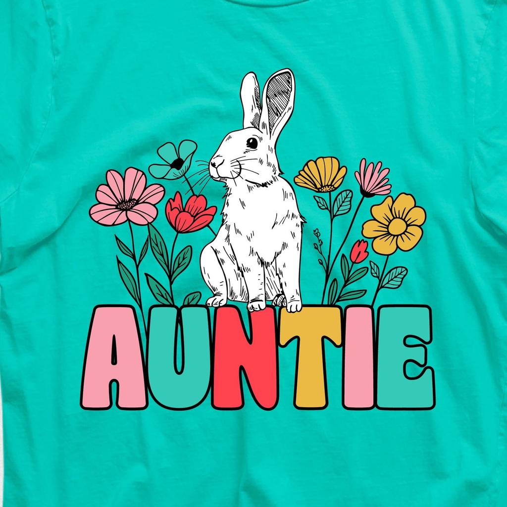 Auntie Easter Shirt: Bunny & Wildflower Spring Tee
