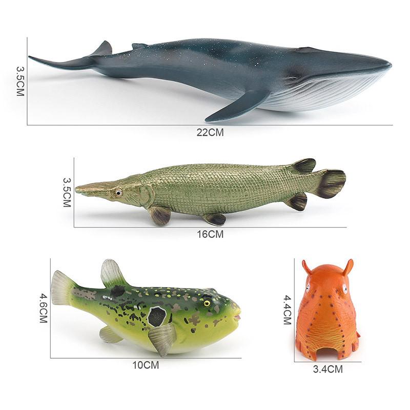 Authentic Plastic Simulation Marine Animal Figures Including Blue Whale Alligator Gar And Octopus