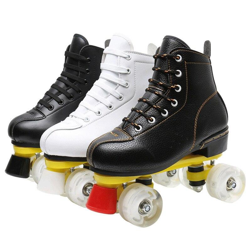Adulto Doppia Fila Roller Skate Scarpe Nero Bianco Outdoor 4 Ruote Scarpe  da Allenamento Uomo Donna Sport Patines Shoes acquista in modo economico —  spedizione gratuita, recensioni reali con foto — Joom