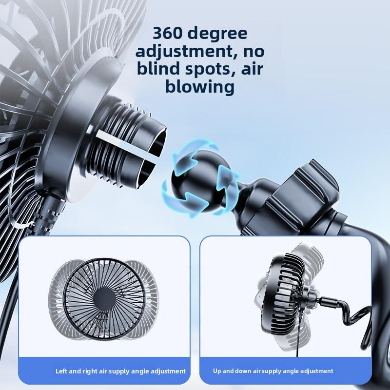 USB Powerful Quiet Car Cooling Fan Rotatable Portable Car Cup Holder Fan for Car Van Truck SUV RV