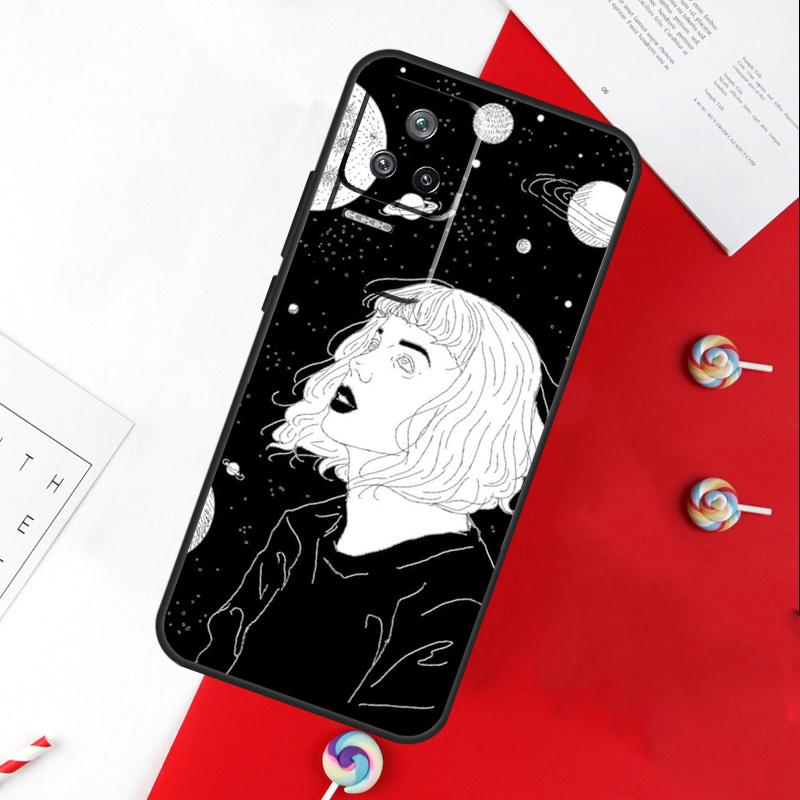 Black White Galaxys Aesthetic Cover For Xiaomi 13T 11T 12T 14T Pro 13 14 15 Ultra POCO X7 Pro X3 X5 X6 F5 F6 M6 Pro Case