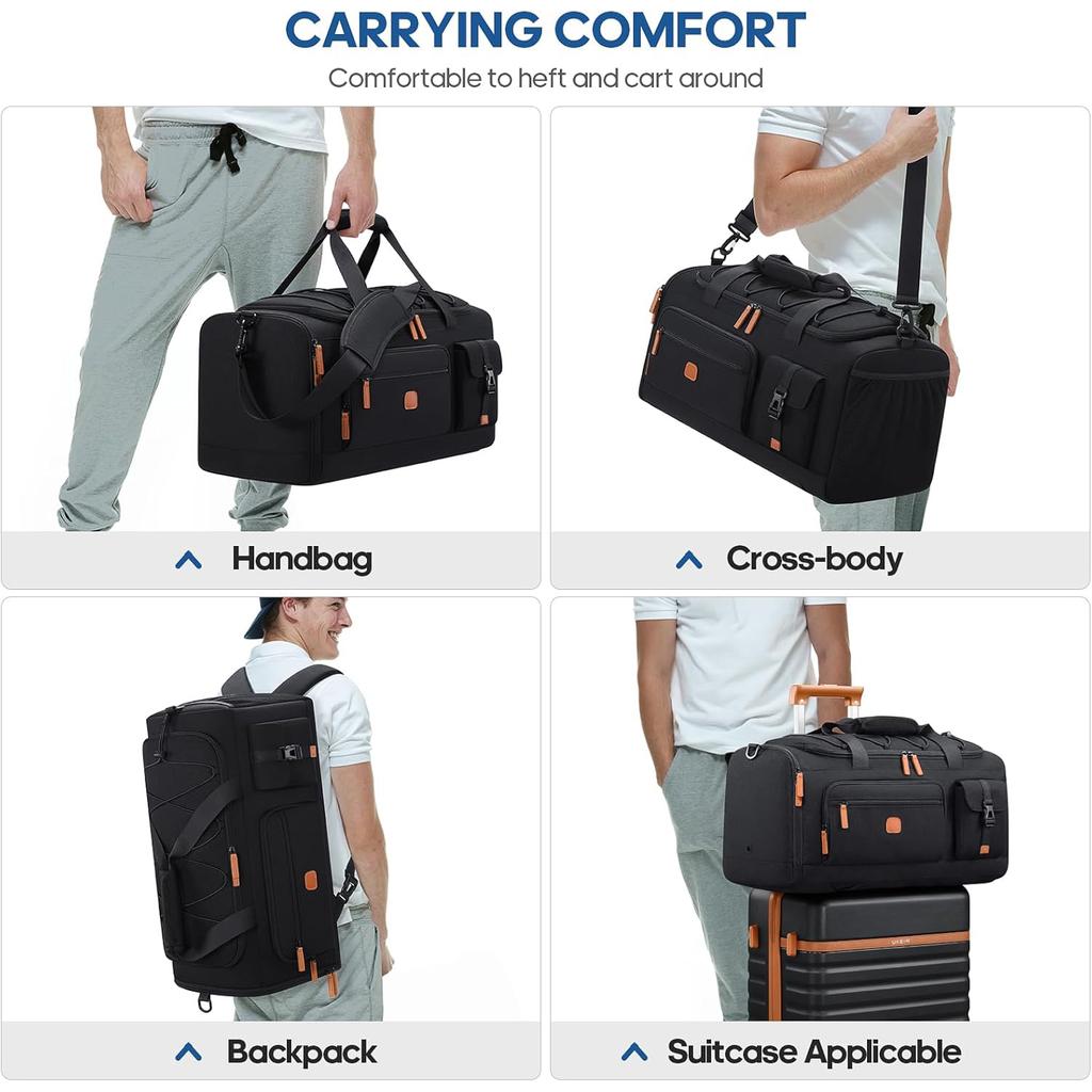 Gym Bag for Men & Women with Shoe & Laptop Compartment, 3-in-1 Sports Travel Duffel, Anti-Theft Carry-On Backpack for Airplane & Workout