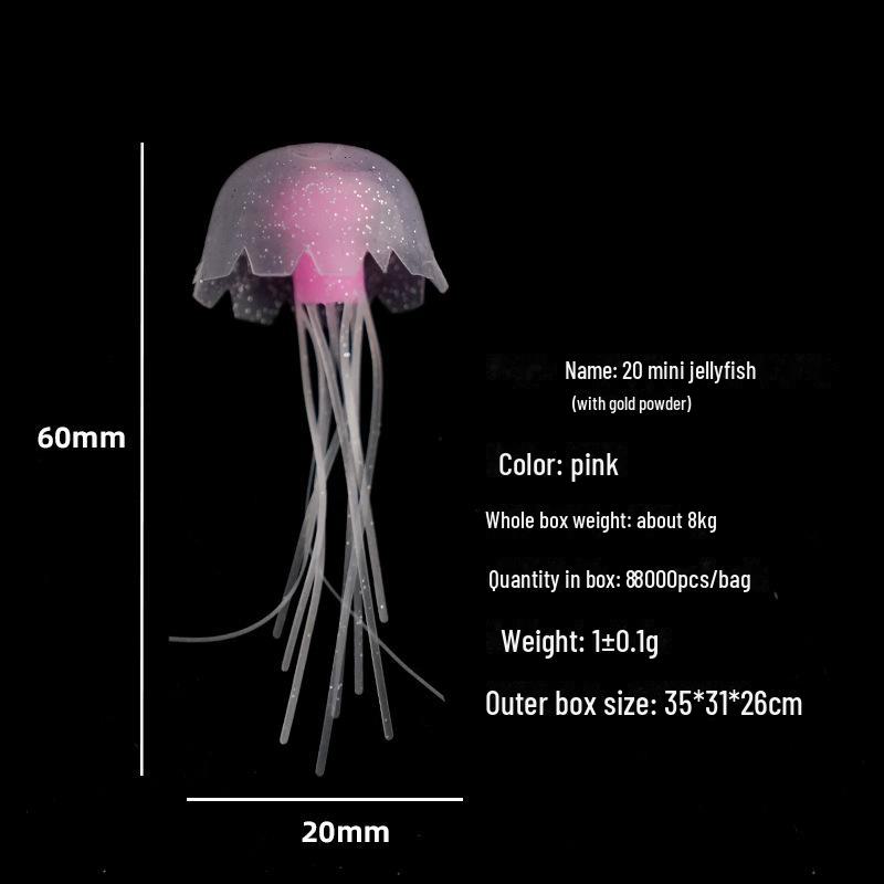 Mini Luminous Silicone Jellyfish for Aquarium Decoration