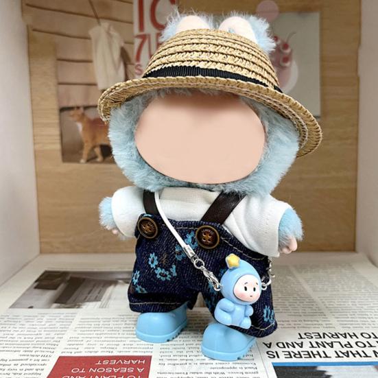 Doll Clothes Set Stylish Overalls Knitted Sweater Outfit for 15-17cm Dolls Fashionable Dress Up