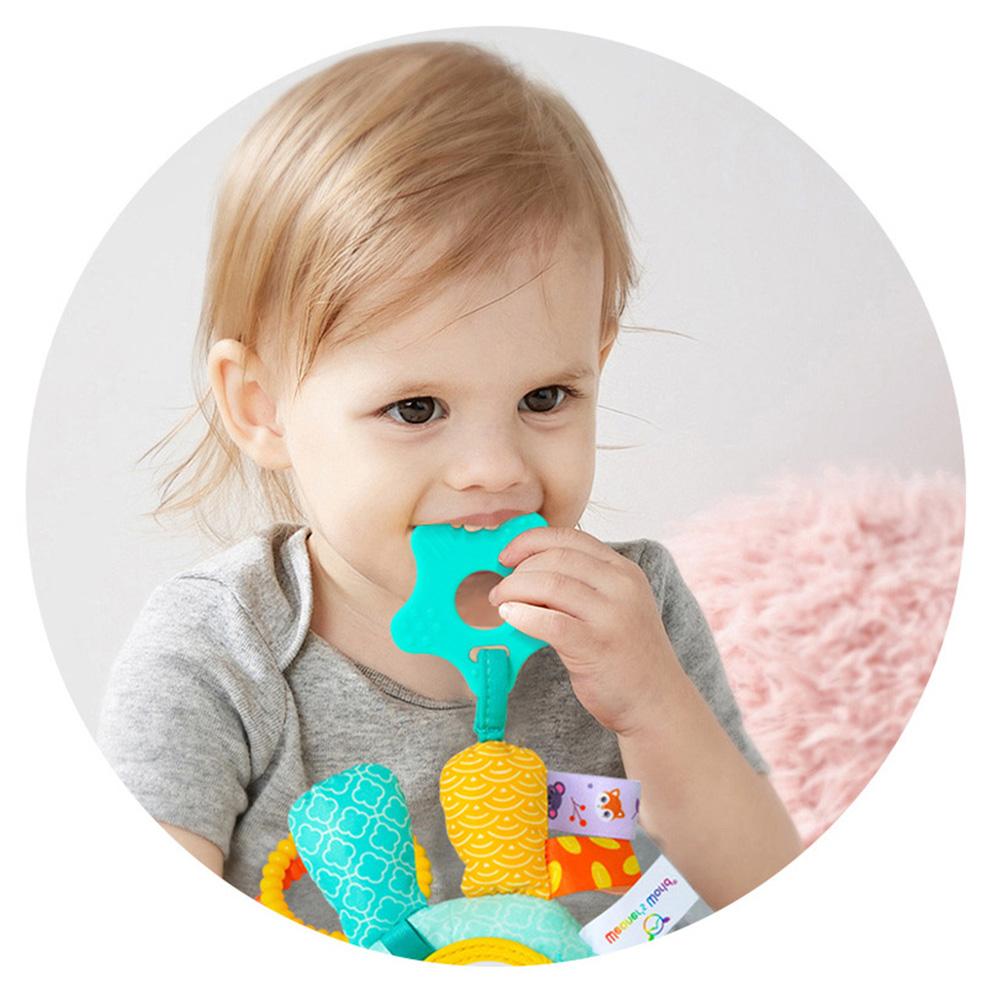 Baby Car Seat Toys Baby Hanging Toys Stroller Crib Gym or CarSeat with Teether Rattle & Tummy Time Mirror Sensory Toys Gifts