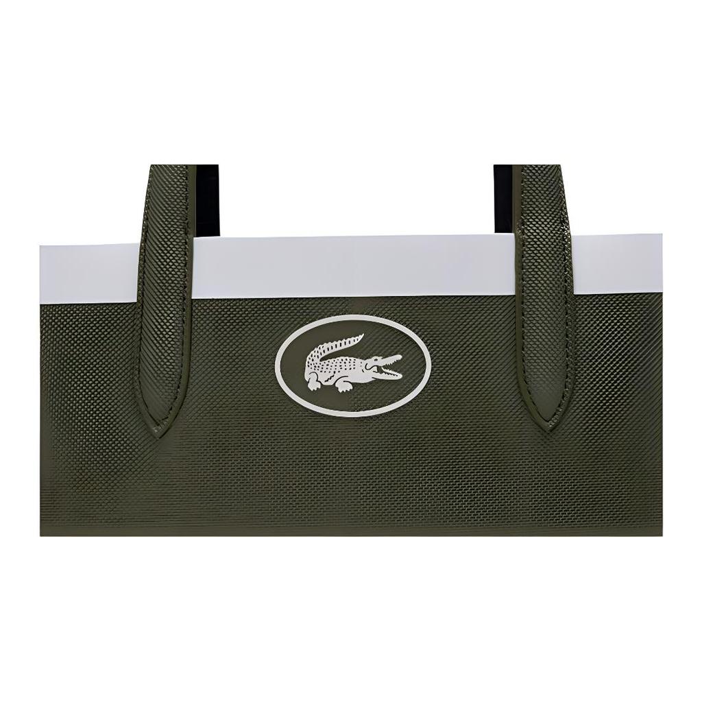 Lacoste Fashion Reversible Vertical PVC Tote Bag Shopping Bag Shoulder Crossbody Handbag Medium Women tote Olive-Green Dark-Blue NF4989ASQ69