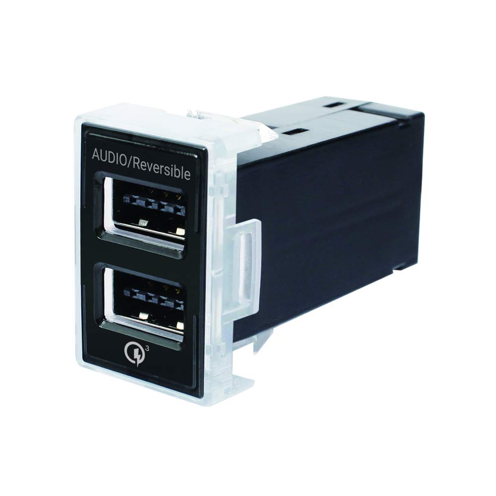 Tsuchiya Yac Reversible USB Port for Audio Long X 9cm Wide VP-136 Toyota, + QC3.0, 16.4cm