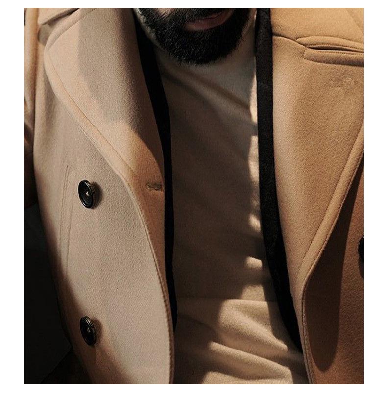 British Navy Style Woolen Coat - Autumn/Winter Mid-Length Men's Long-Sleeve, High-Quality Version