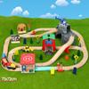 Zestaw Torów Dziecięca Zabawka Kolejowa Lądowisko dla Helikopterów Transport Jaskinia Pociąg Drewniany Kompatybilny z Drewnianymi Samochodami 1:64 Ponad Trzy Lata