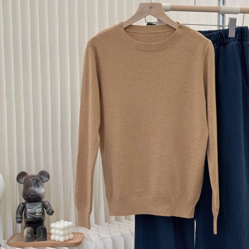 

Классический свитер с круглым вырезом и длинными рукавами, женский пуловер, осенне-зимний, тонкий базовый слой, свободного кроя 2XL верблюд