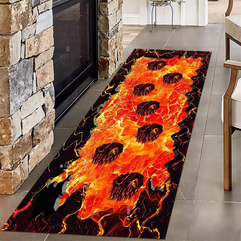 Visual Illusion Runner Rug Decorative Door Mat for Entrance Magma Fissure Foyer Living Room Bedroom Carpet Home Decoration Rug