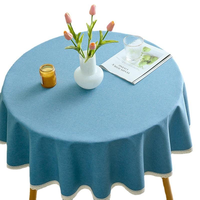 Rectangular Vinyl Tablecloth with Lace Rim ,Heavy Duty 100 % Waterproof Oil-Proof Round Tablecloth for Kitchen Party Picnic Dining  Indoor & Outdoor