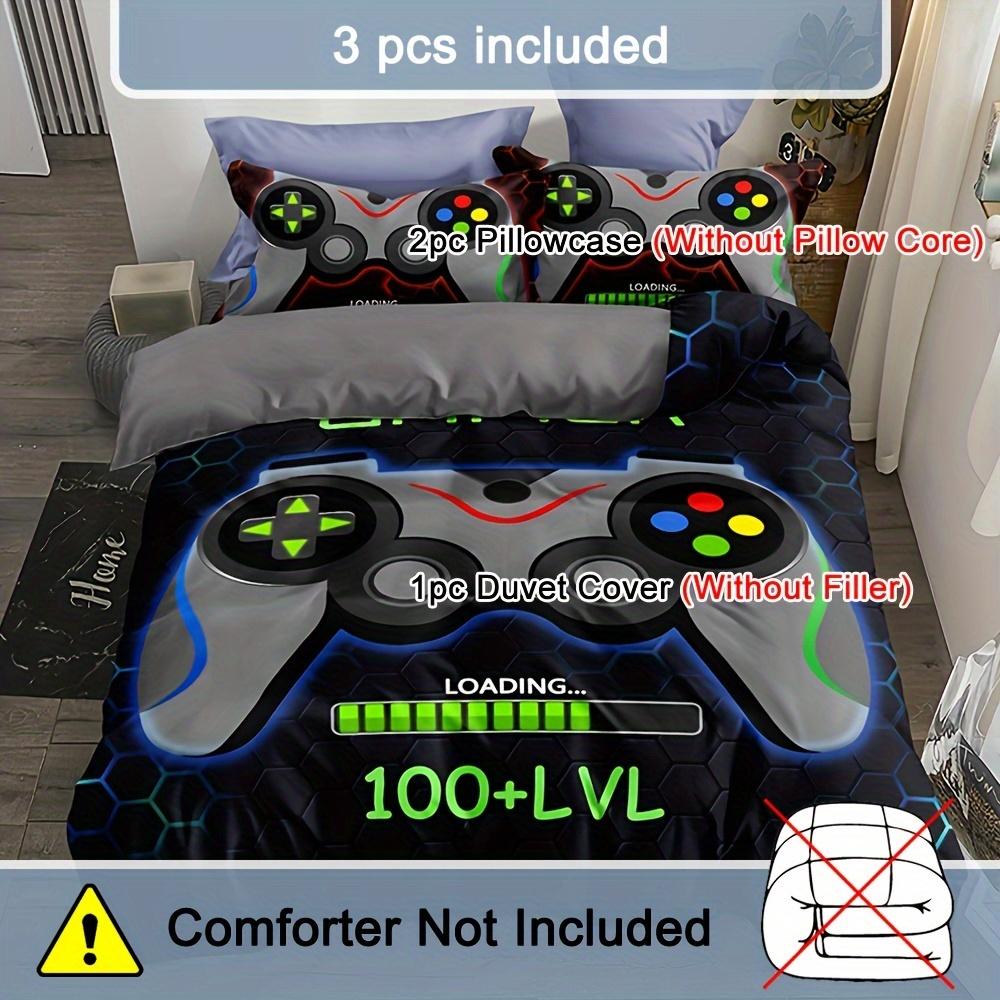 Bettwäscheset mit Cartoon-Gamepad-Aufdruck für Jungen und Teenager, weicher, bequemer Bettbezug für Schlafzimmer und Gästezimmer