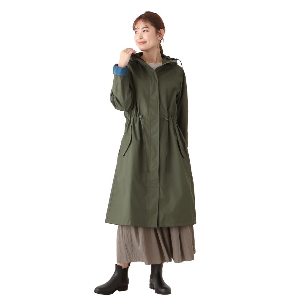 Afternoon Tea Living HP99 Check Drawstring Raincoat in Khaki