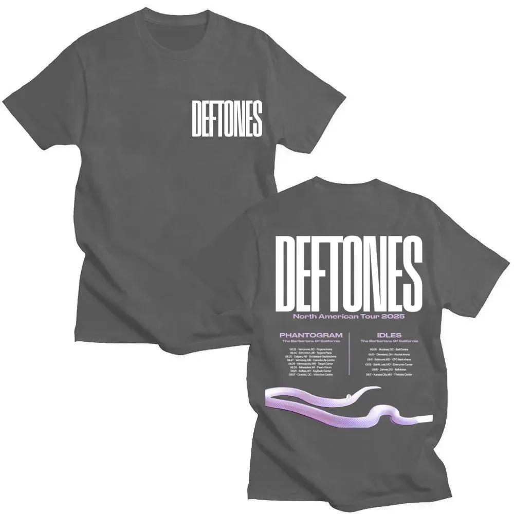 Deftones North American Tour Fashion Retro Men's and Women's T-shirts 2026 Summer Pure Cotton Printed Loose T-shirts