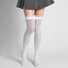1 Pair Women's Heart Pattern Lace Thigh High Stockings Ruffle Trim Bowknot Over Knee High Socks