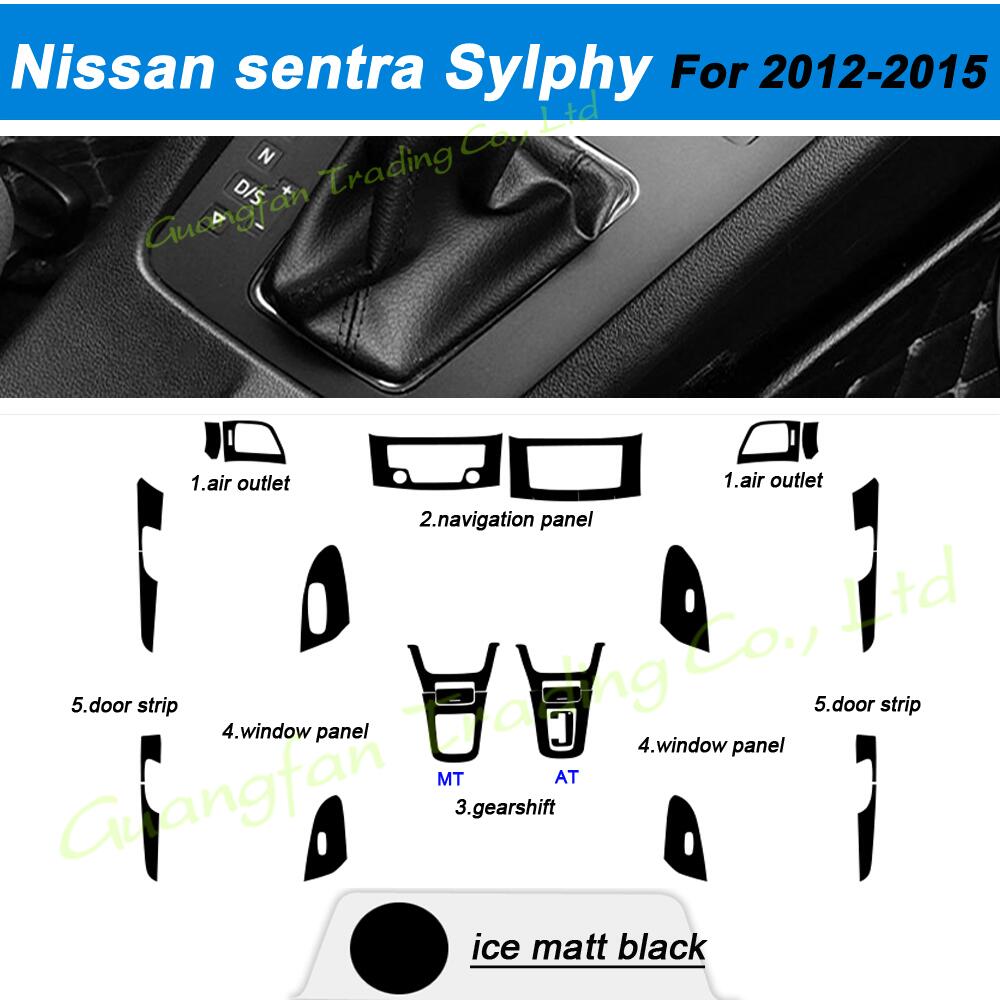 3D/5D Carbon Fiber Car-styling Interior Cover Console Color Stickers Decals Parts Accessories For Nissan Sentra Sylphy 2012-2015