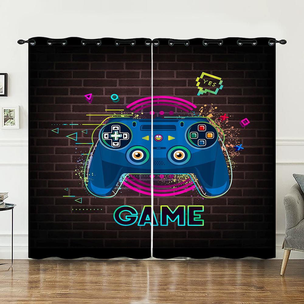 

Curtain Gamepad Game Console Sunshade Digital Printing Curtain Blackout No Punching 2pcs*97cm*114cm*2