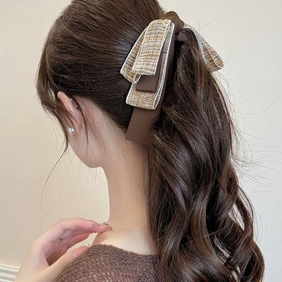 Ponytail Holder Cloth Banana Clip Korean Style Bowknot Hair Clip Cute Bow Vertical Clip  Women