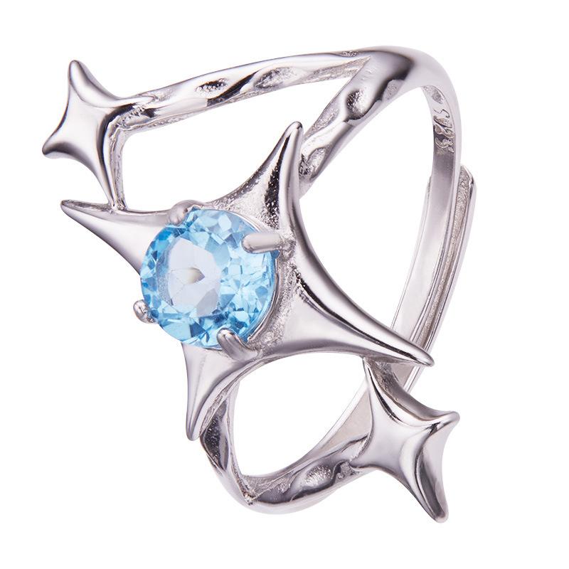 Mangxing Natural Amethyst Topaz Garnet Peridot Ring Women'S S925 Silver Jewelry