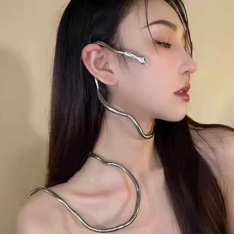 Dark Earth Coocaa Mouth Casual Shape Snake Design Necklace Collar Stylish Fashion Sexy Exaggerated Necklace Spirit Snake