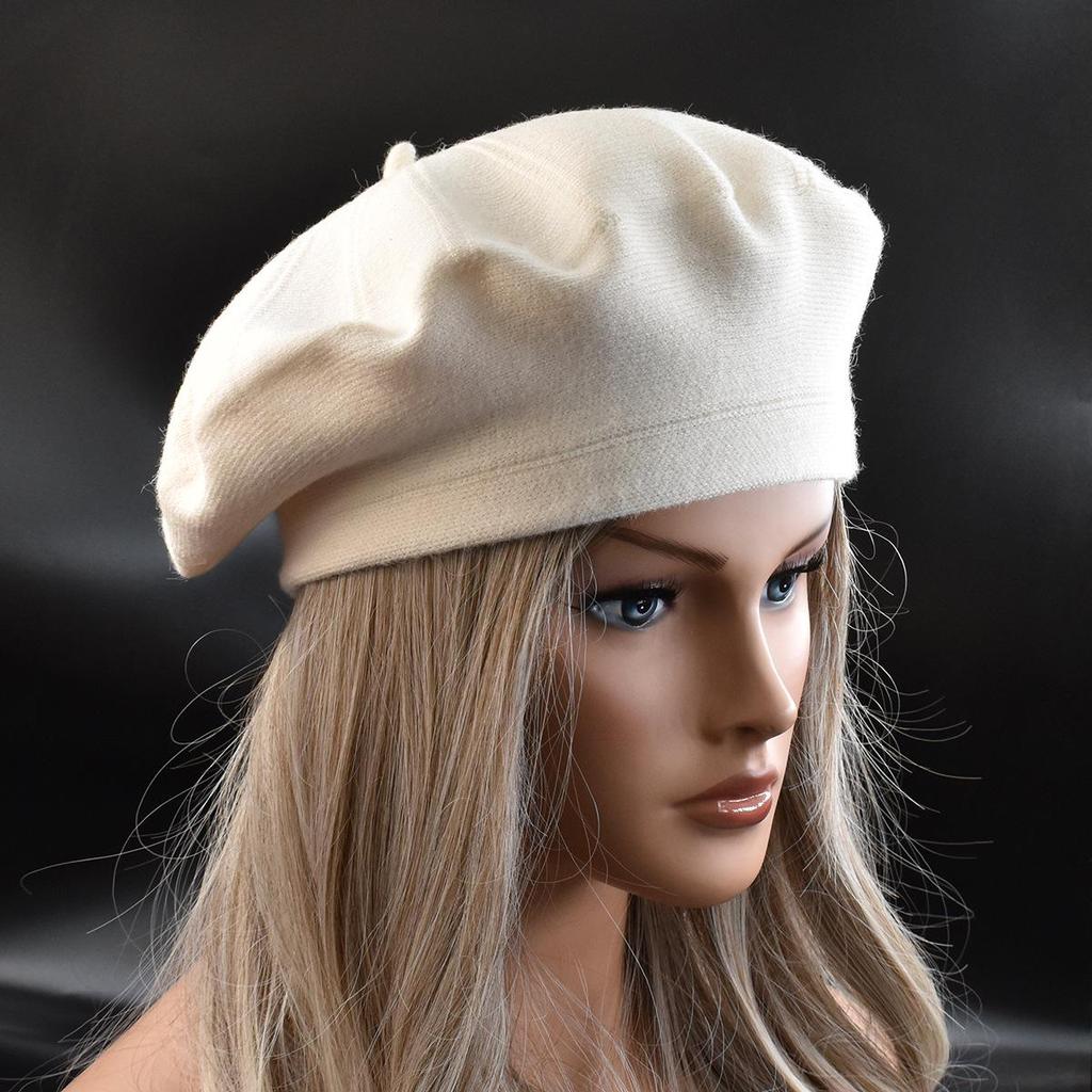 French Women's Wool Knit Striped Beret: Warm, Elastic, Brimless Winter Hat