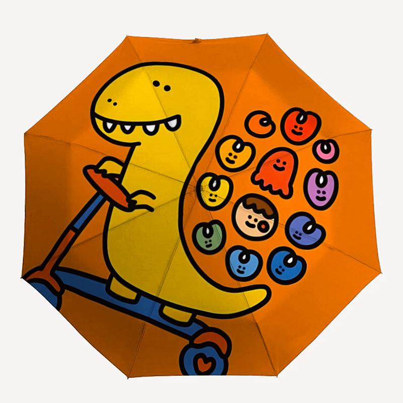

1pc Dino Scooter Automatic Open/close Umbrella, 8-Rib sturdy structure, Portable Travel Umbrella, Parties, Everyday Use, 14